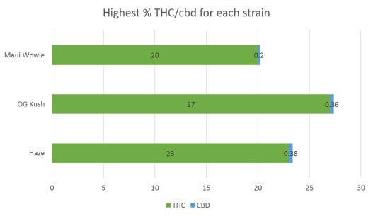 Cannabis Maui Waui strain THC CBD