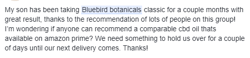 Bluebird Botanicals CBD Oil positive review